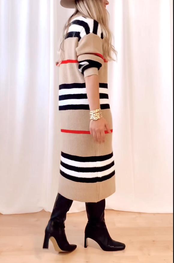 Curry Striped Sweater Dress