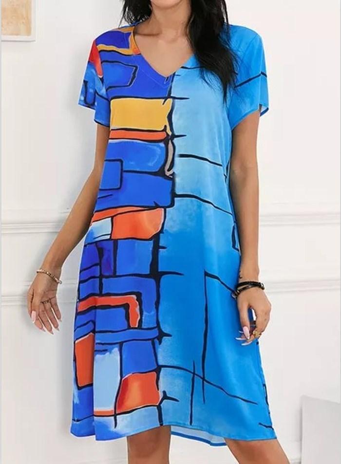 Groovy Print Multicolor Mini Dress