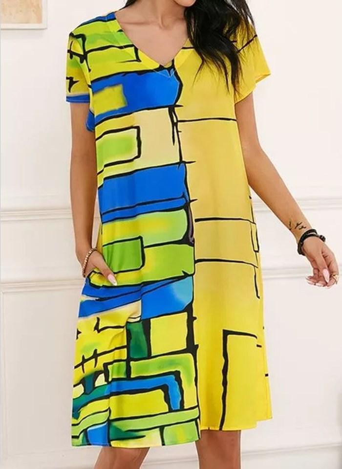 Groovy Print Multicolor Mini Dress